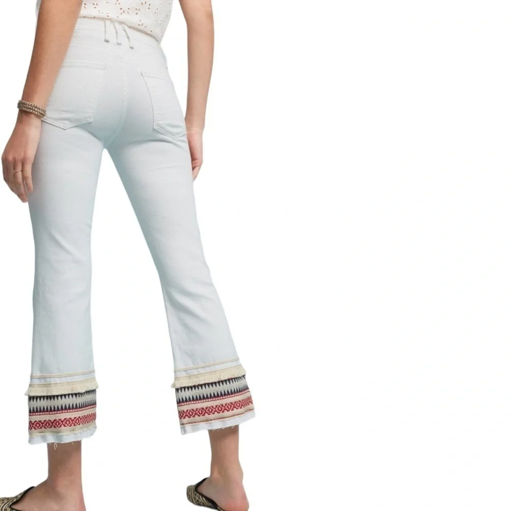 McGuire Ambrosio Majorette White Bohemian Kick Flare High Rise Crop Jeans - Picture 2 of 12